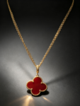 Trendy four-leaf clover necklace, versatile style (red)