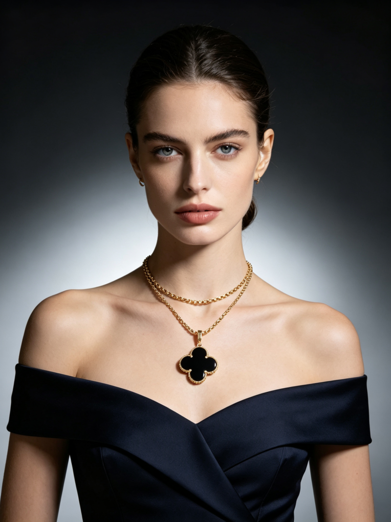 Trendy four-leaf clover necklace—a versatile style.