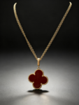 Trendy four-leaf clover necklace, versatile style (red)