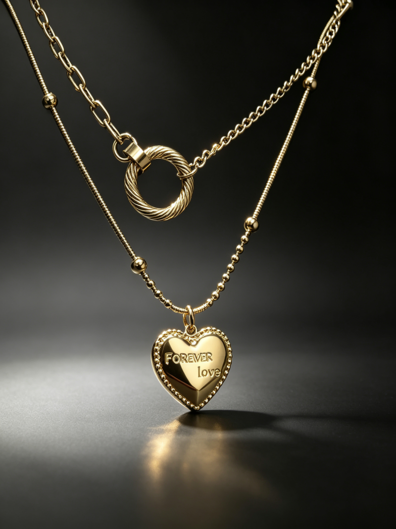 Fashionable necklace featuring a concentric circle design—a versatile, go-with-anything style.