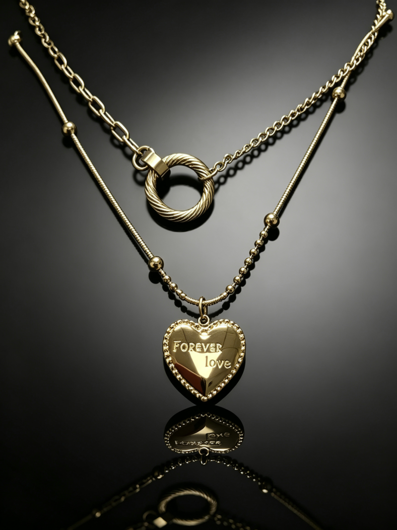 Fashionable necklace featuring a concentric circle design—a versatile, go-with-anything style.
