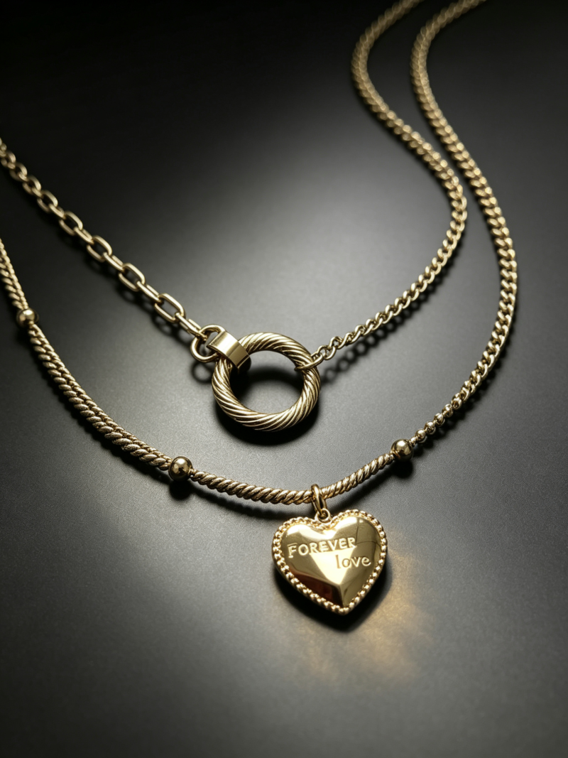 Fashionable necklace featuring a concentric circle design—a versatile, go-with-anything style.
