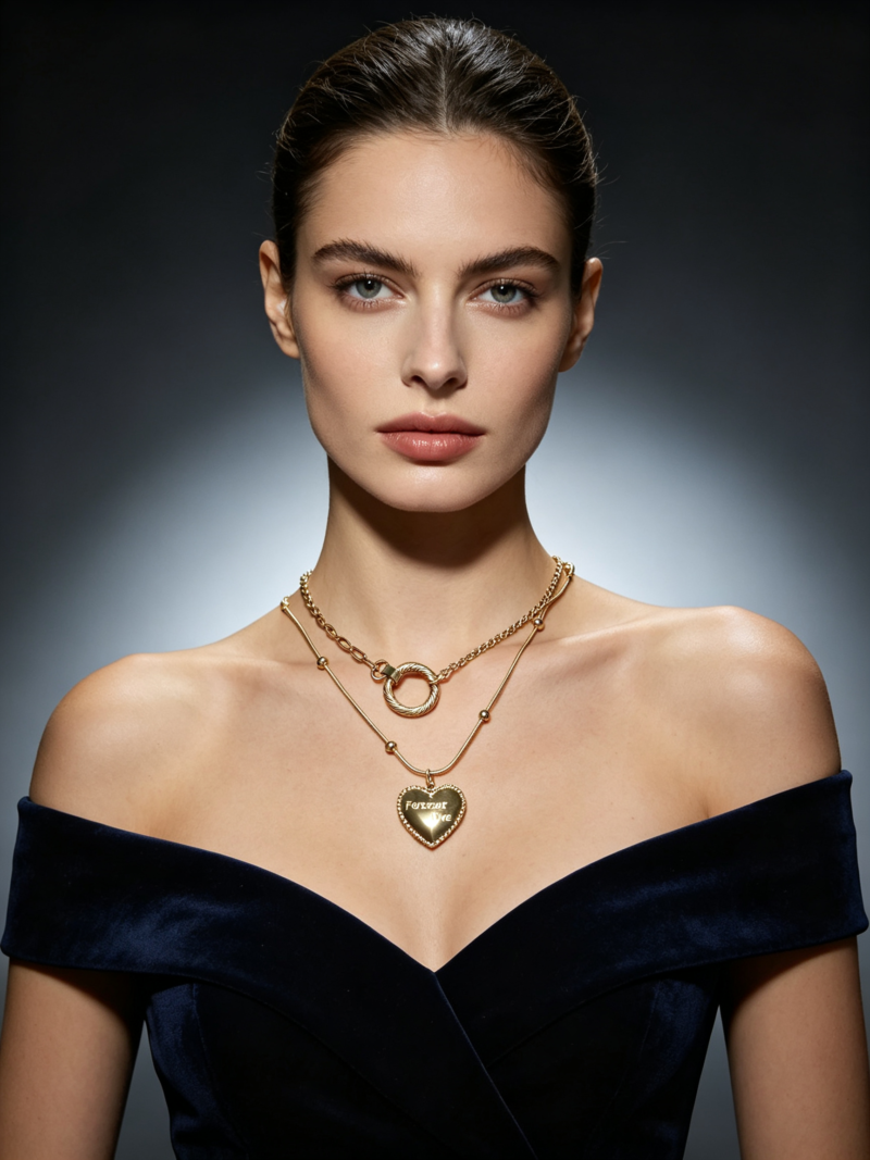 Fashionable necklace featuring a concentric circle design—a versatile, go-with-anything style.